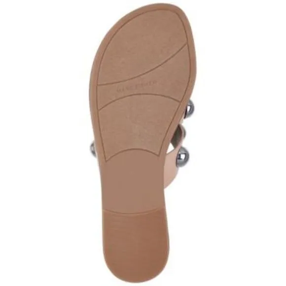 MARC FISHER Womens Beige Heal Bryte Round Toe Slip On Slide Sandals 5.5 M