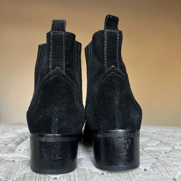 Marc Fisher Yohani Black Suede Ankle Bootie Boots Women 8 M Pointed Toe Western