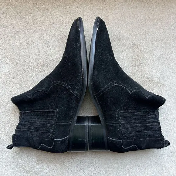 Marc Fisher Yohani Black Suede Ankle Bootie Boots Women 8 M Pointed Toe Western
