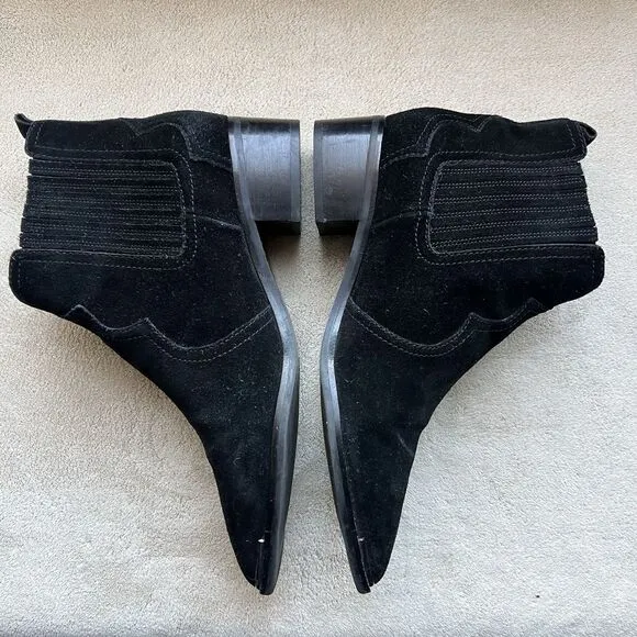 Marc Fisher Yohani Black Suede Ankle Bootie Boots Women 8 M Pointed Toe Western