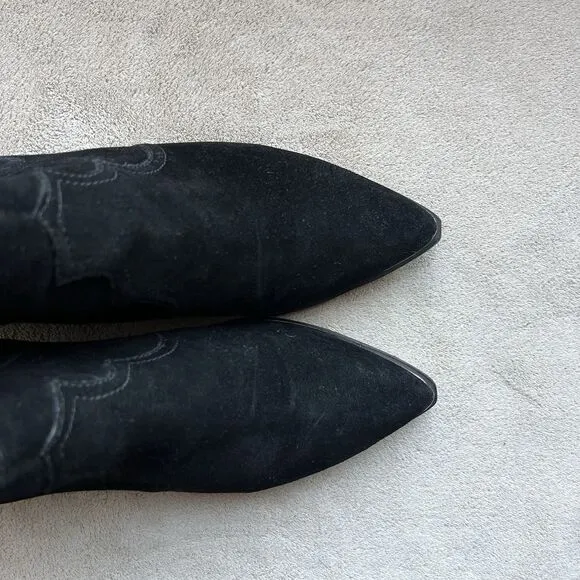Marc Fisher Yohani Black Suede Ankle Bootie Boots Women 8 M Pointed Toe Western