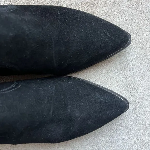 Marc Fisher Yohani Black Suede Ankle Bootie Boots Women 8 M Pointed Toe Western