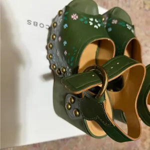 Marc Jacobs Green Floral Studded Sandals