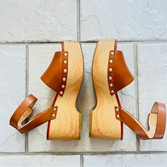 Mark Fisher genuine leather studded platform sandals  Size 8.5