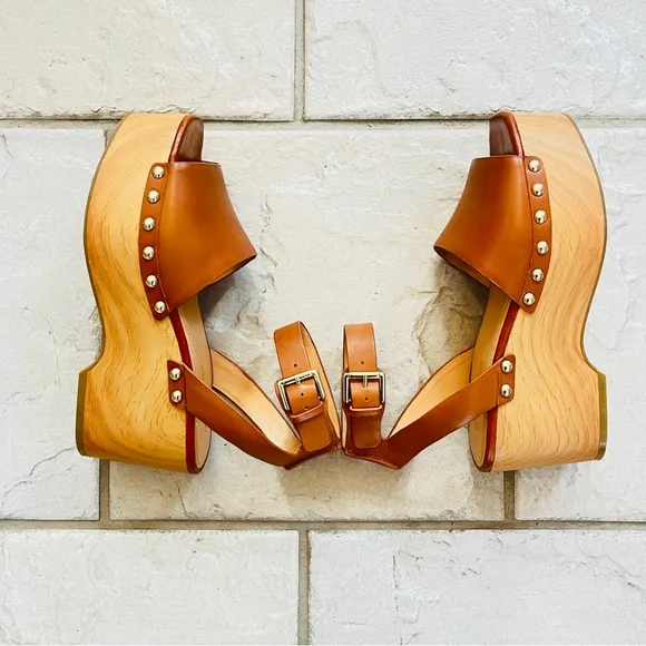 Mark Fisher genuine leather studded platform sandals  Size 8.5