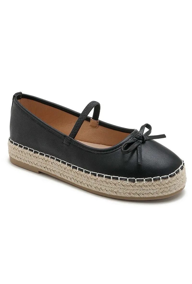 MARY JANE ESPADRILLE DESIGNER FLATFORM LOAFERS IN BLACK