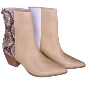 Matisse Carson Boots Tan Snakeskin Print Leather Pointed Toe Heel 8M