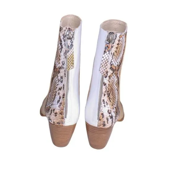 Matisse Carson Boots Tan Snakeskin Print Leather Pointed Toe Heel 8M