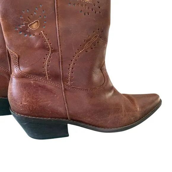 Matisse Leather Cowboy Boots Women’s Size 9.5 Brazil Embroidered Pointed Toe