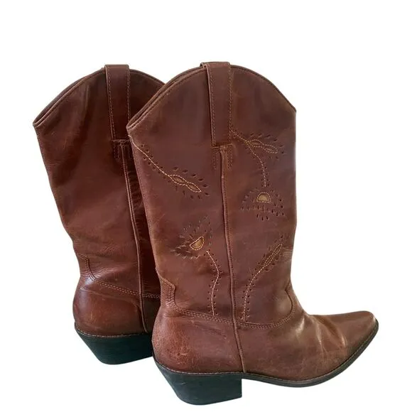 Matisse Leather Cowboy Boots Women’s Size 9.5 Brazil Embroidered Pointed Toe