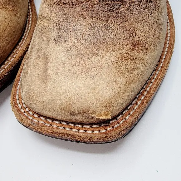 Men Old West Black &amp; Tan Boots 7