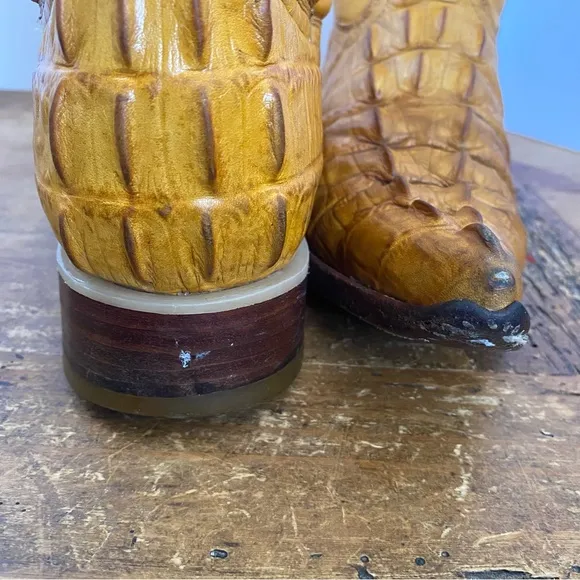 Men's Arango Yellow Crocodile Imitation Print Pointed Toe Cowboy Boots Size 6.5