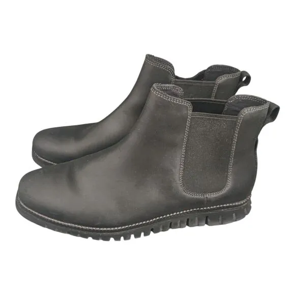 MEN'S Cole Haan Zerogrand Chelsea  Black Leather Ankle Boots Waterproof SZ 10W