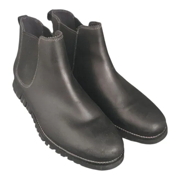 MEN'S Cole Haan Zerogrand Chelsea  Black Leather Ankle Boots Waterproof SZ 10W