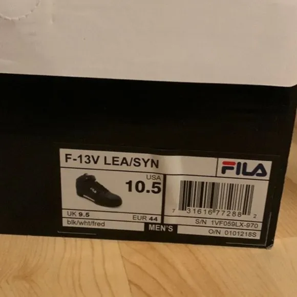 Men's Fila F13 Sneakers Black  1VF059LX-970  High Top Size 10.5
