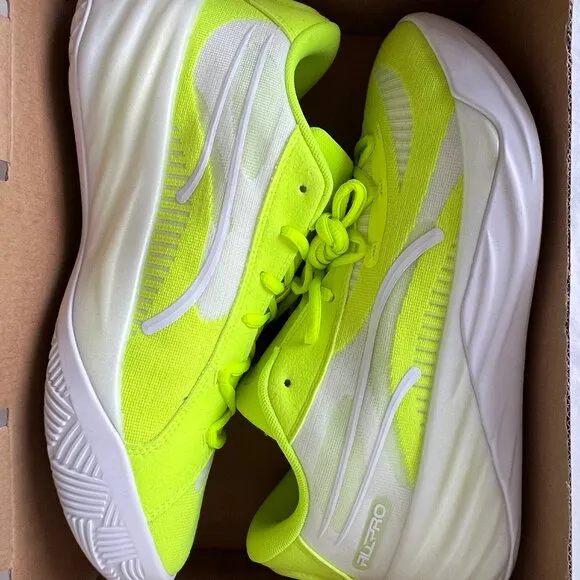 Men's Puma All Pro Nitro Lime Squeeze-Puma White Sneakers, 379079-05 Sz 11.5 NEW