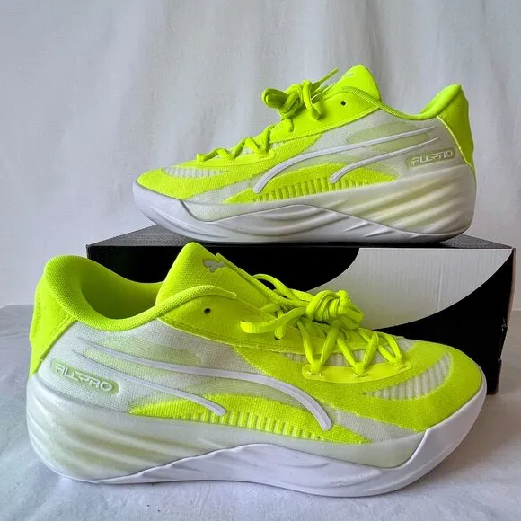 Men's Puma All Pro Nitro Lime Squeeze-Puma White Sneakers, 379079-05 Sz 11.5 NEW