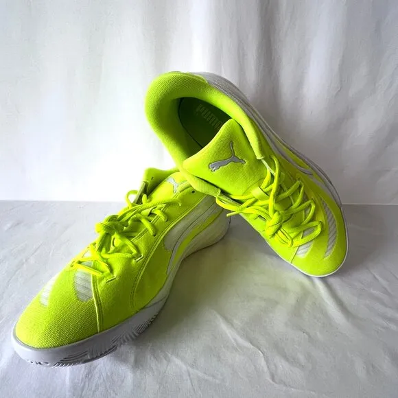 Men's Puma All Pro Nitro Lime Squeeze-Puma White Sneakers, 379079-05 Sz 11.5 NEW