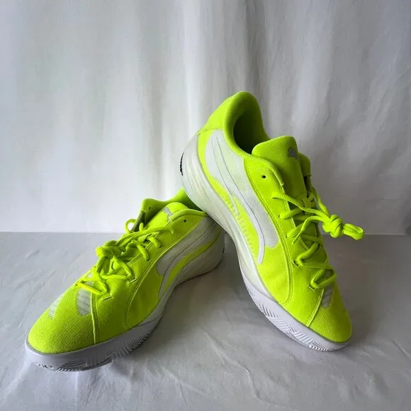 Men's Puma All Pro Nitro Lime Squeeze-Puma White Sneakers, 379079-05 Sz 11.5 NEW