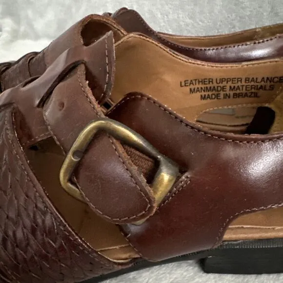 Men's Sz 9.5 Fisher Sandals Huaraches Brown Comfort Flex Closed Toe