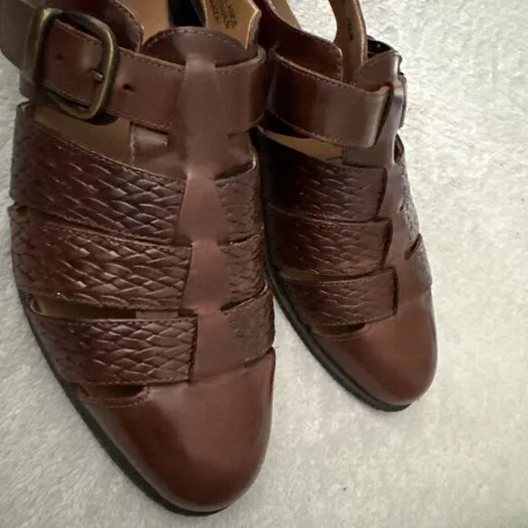 Men's Sz 9.5 Fisher Sandals Huaraches Brown Comfort Flex Closed Toe