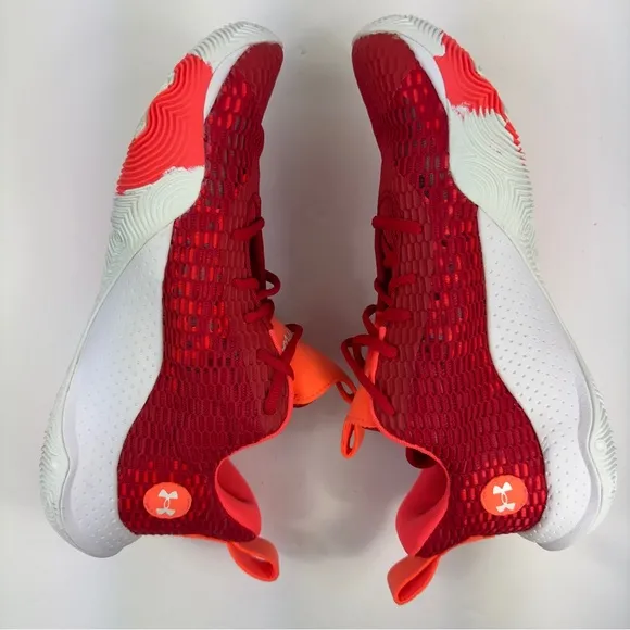 Men’s Under Armour Spawn 3 UA Basketball Sneakers Red White 3023738-600 Size 11