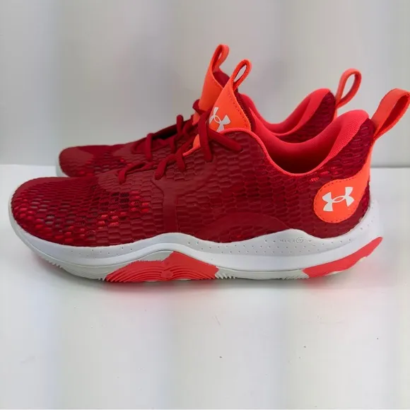 Men’s Under Armour Spawn 3 UA Basketball Sneakers Red White 3023738-600 Size 11