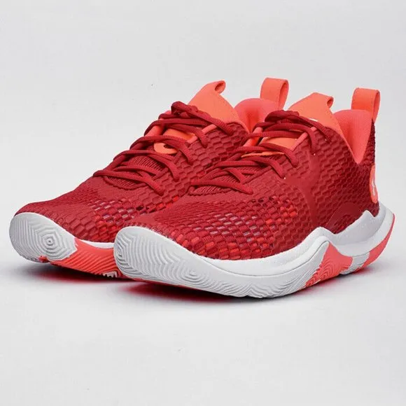 Men’s Under Armour Spawn 3 UA Basketball Sneakers Red White 3023738-600 Size 11