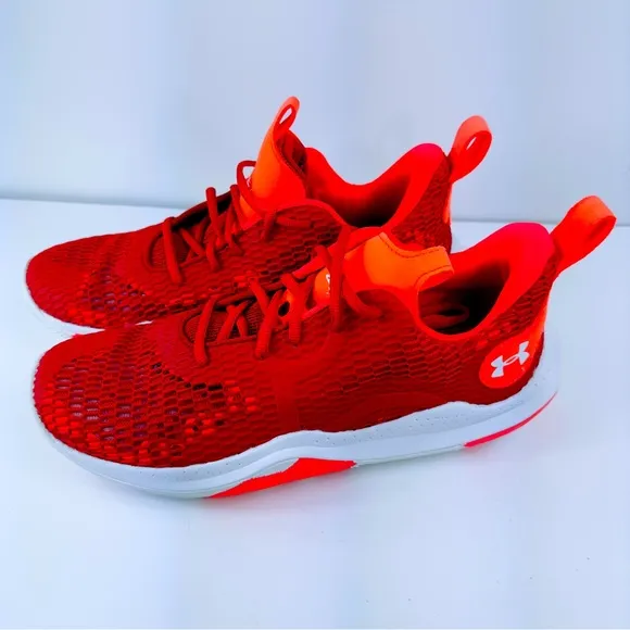 Men’s Under Armour Spawn 3 UA Basketball Sneakers Red White 3023738-600 Size 11