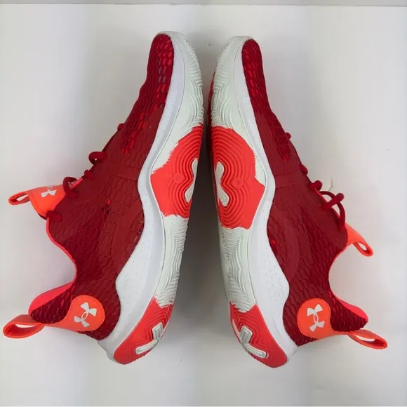Men’s Under Armour Spawn 3 UA Basketball Sneakers Red White 3023738-600 Size 11