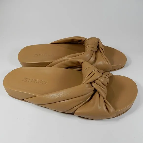 MERCEDES CASTILLO Nora Slide SANDALS Size 5.5 Tan Knotted Leather NEW $350