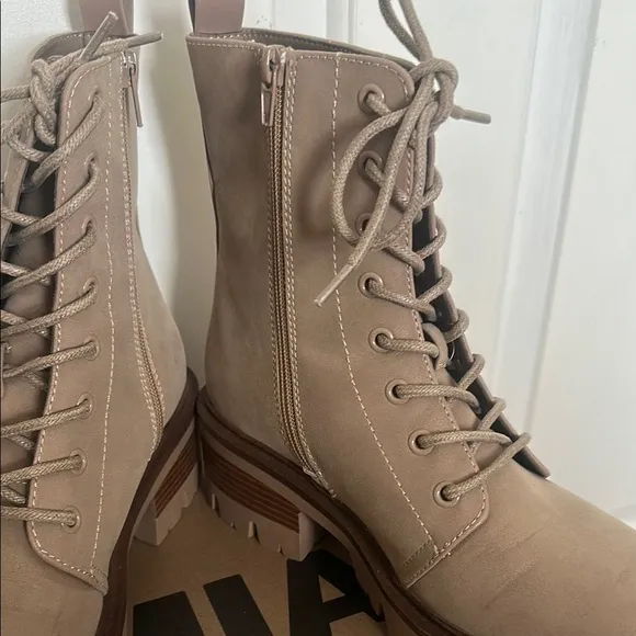 MIA Tan Lace Up Boots with Chunky Sole