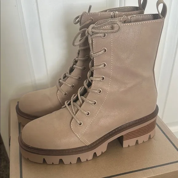 MIA Tan Lace Up Boots with Chunky Sole