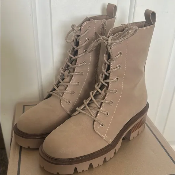 MIA Tan Lace Up Boots with Chunky Sole