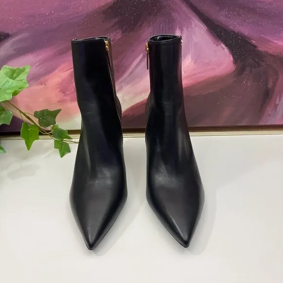 Michael Kors Alina Flex Leather and Logo Ankle Boot in Black Brown Size 9.5