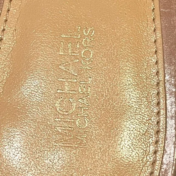 Michael Kors Beige Leather Slides with Bow Women Sandals Size 9.5