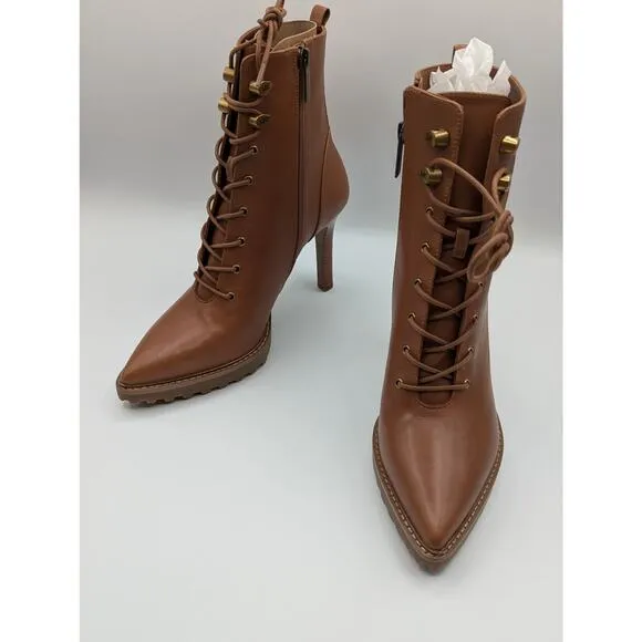 Michael Kors | Boots Kyle Lace Up Booties Leather Pointed Toe NIB | SIZE 8