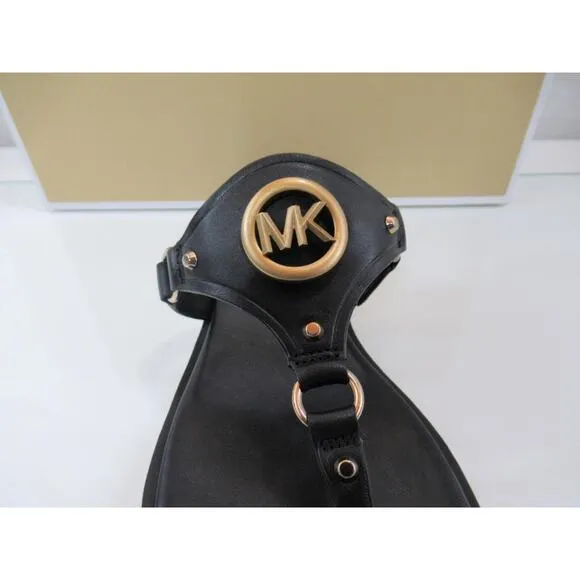 Michael Kors Conway Thong Sandal T-Strap Flip Flop MK Logo Black