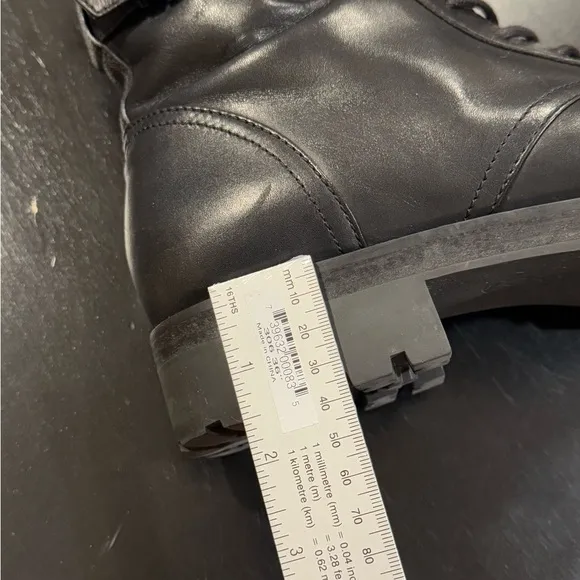 Michael Kors Kincaid Black Leather Zip Combat Boot Silver Accents Womens 8.5