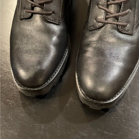 Michael Kors Kincaid Black Leather Zip Combat Boot Silver Accents Womens 8.5