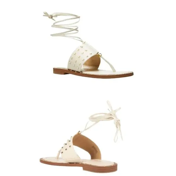 MICHAEL Michael Kors | Biege Jagger Ankle-Tie Studded Leather Sandal | S…