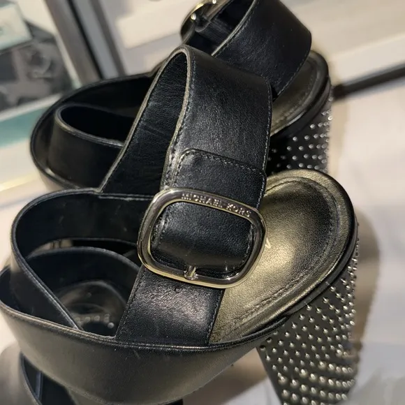 Michael, Michael Kors Mila studded leather sandals GUC 8M