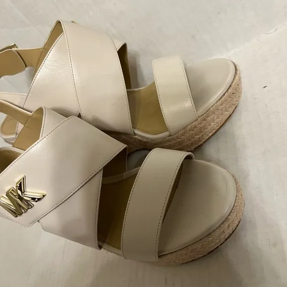 MICHAEL Michael Kors White Leather Wedge Sandals