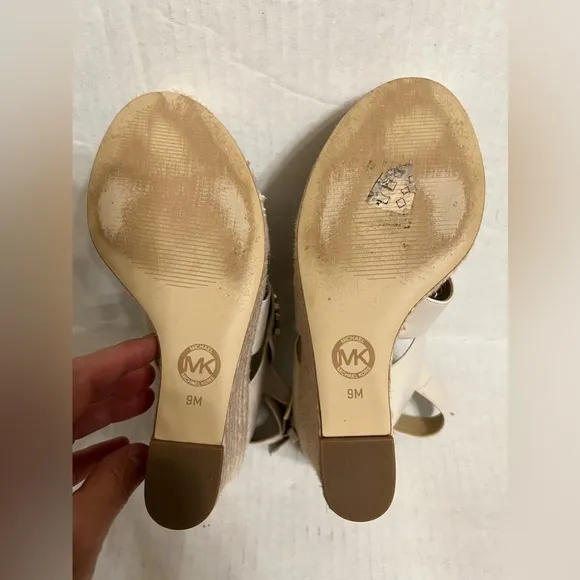 MICHAEL Michael Kors White Leather Wedge Sandals