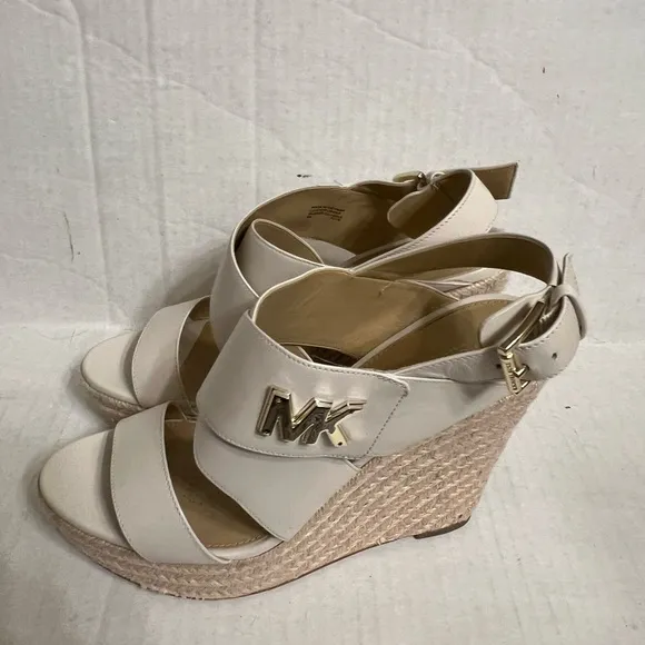 MICHAEL Michael Kors White Leather Wedge Sandals
