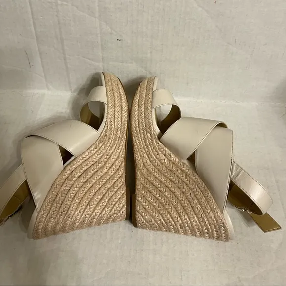 MICHAEL Michael Kors White Leather Wedge Sandals