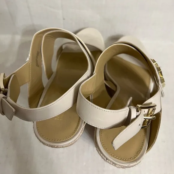 MICHAEL Michael Kors White Leather Wedge Sandals