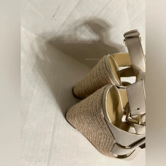 MICHAEL Michael Kors White Leather Wedge Sandals