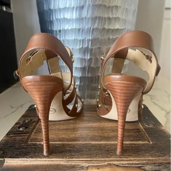 Michael Micheal Kors Jagger Studded Stiletto Sandals in Brown