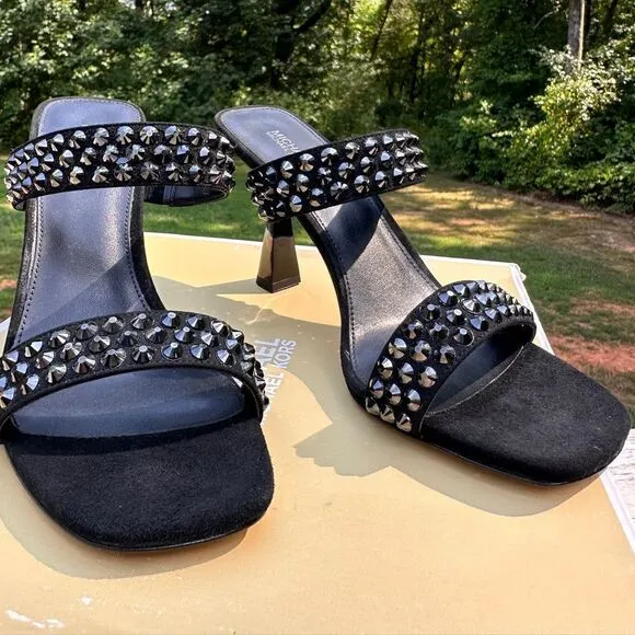 Michael Kors Clara Black Studded Heeled Sandals – Glamorous &amp; Chic